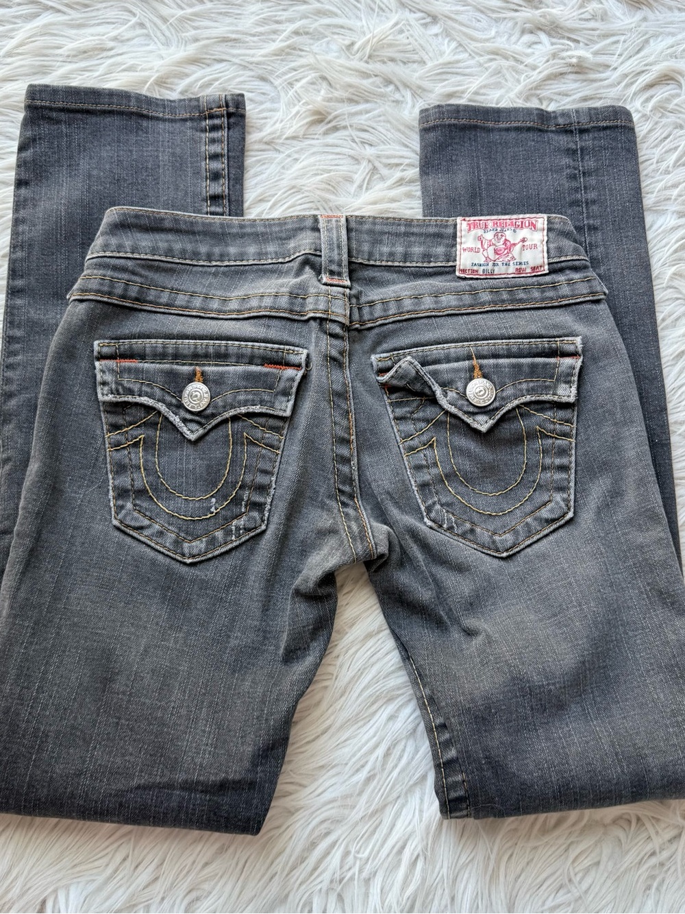 VTG Y2K True Religion Billy Flap Pocket Ultra low rise straight denim jeans 26